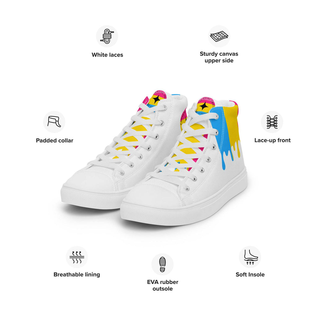 Pansexual pride men's high top sneakers, view 5 — Rose Gold Co
