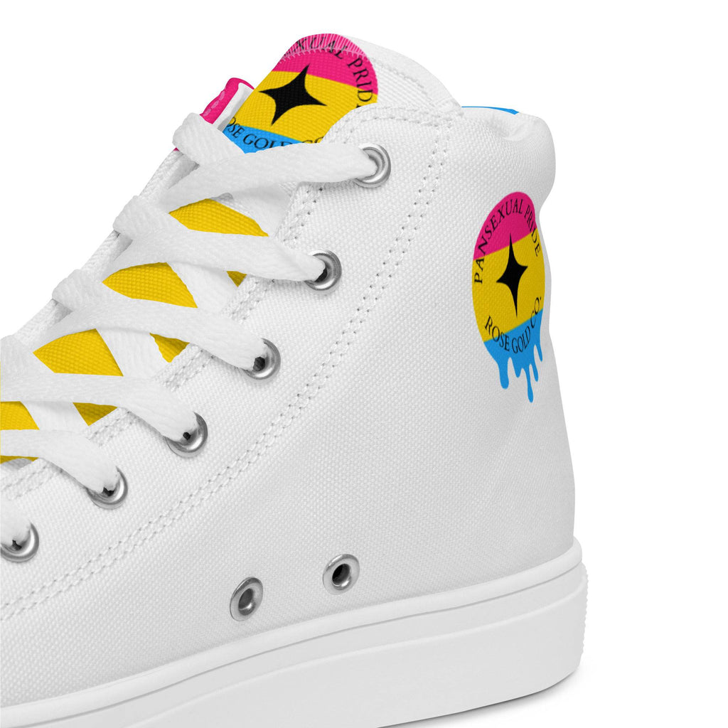 Pansexual pride men's high top sneakers, view 6 — Rose Gold Co