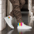 Pansexual pride men's high top sneakers, front view — Rose Gold Co