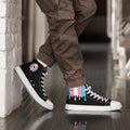 Melting trans pride high top sneakers, front view — Rose Gold Co