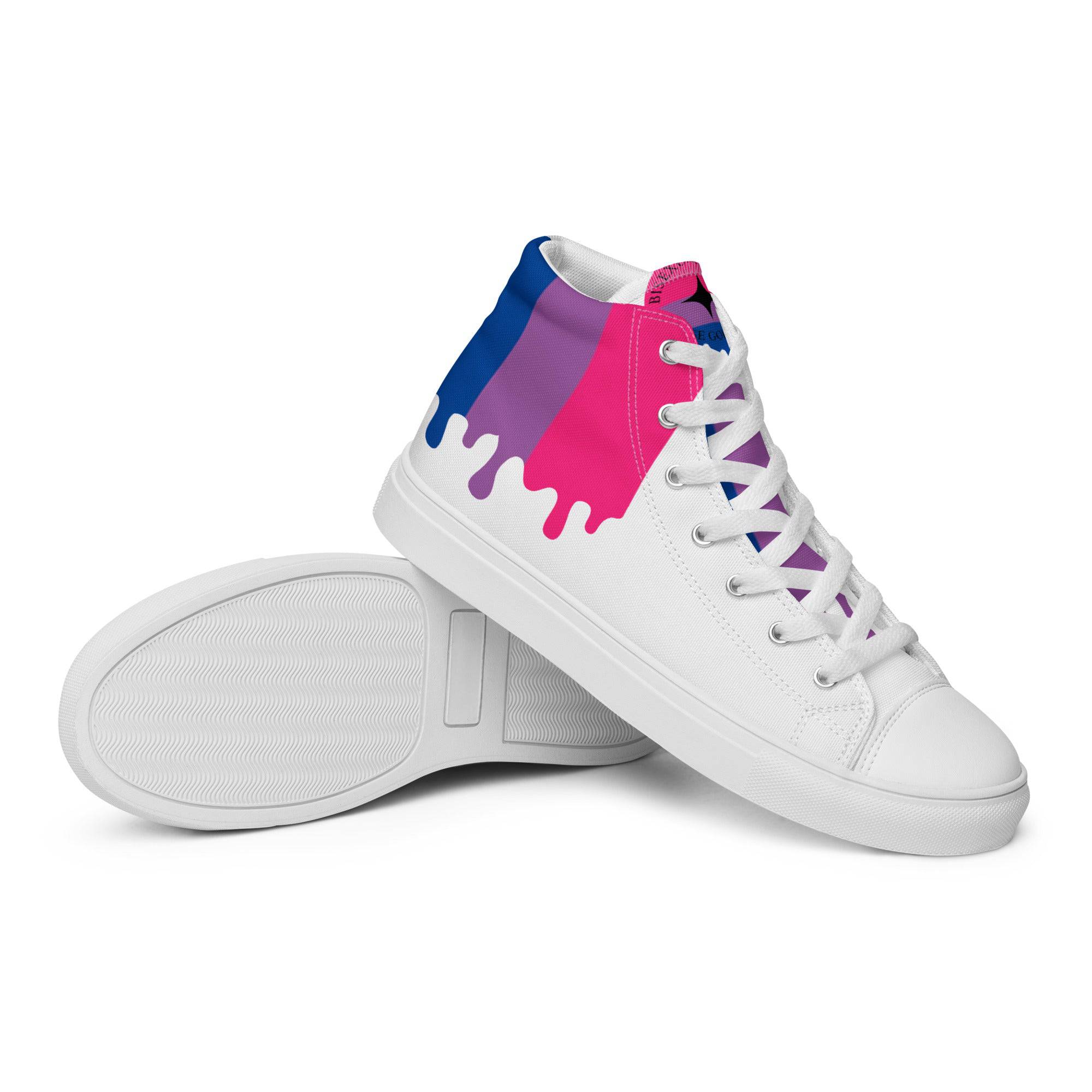 Bisexual pride men's high top sneakers, view 7 — Rose Gold Co