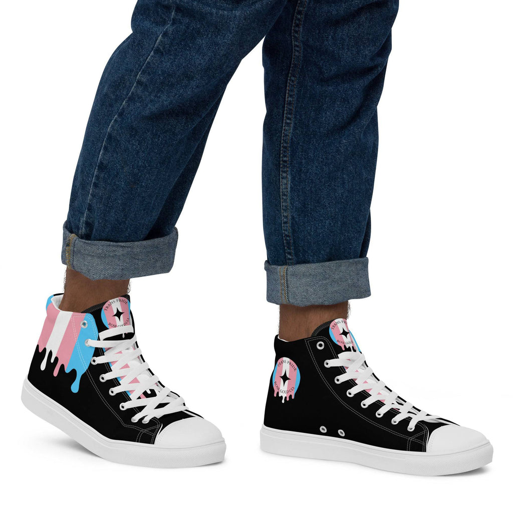 Melting trans pride high top sneakers, view 3 — Rose Gold Co
