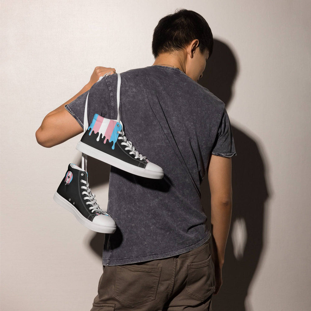 Melting trans pride high top sneakers, view 8 — Rose Gold Co