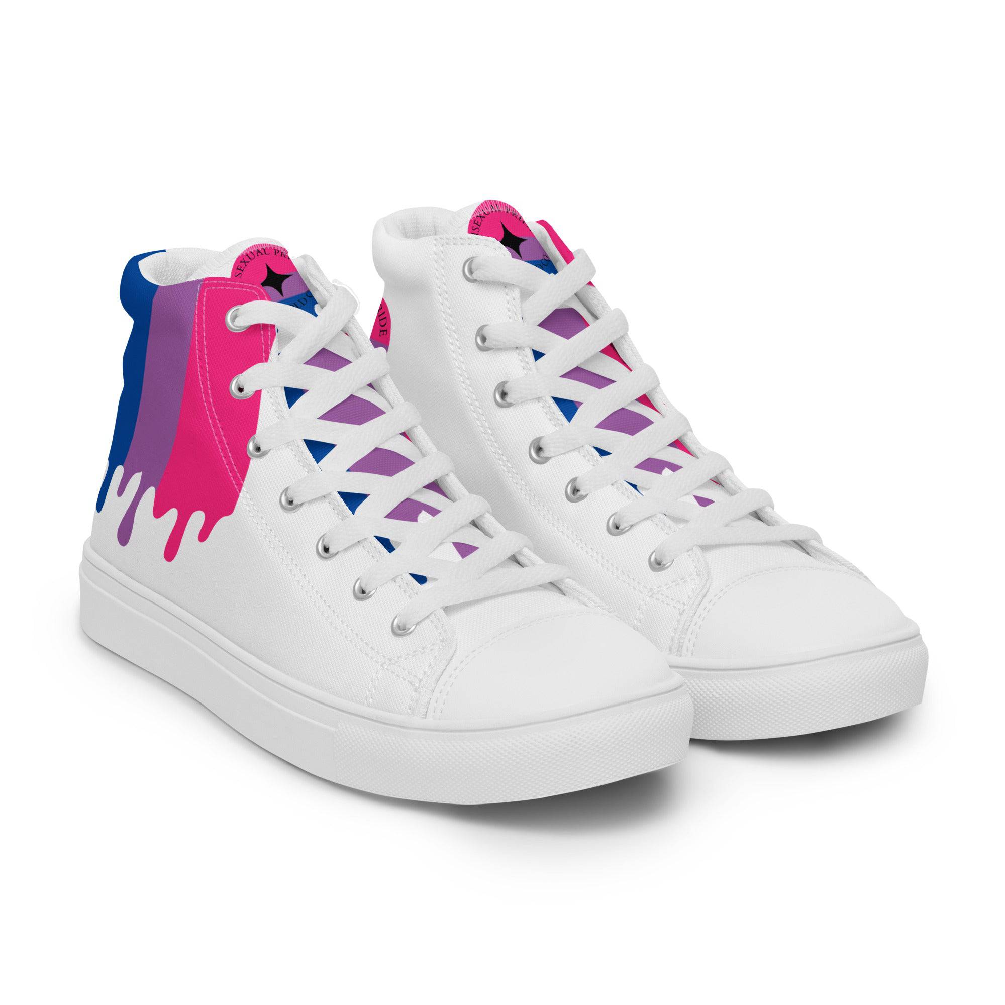 Bisexual pride men's high top sneakers, view 6 — Rose Gold Co