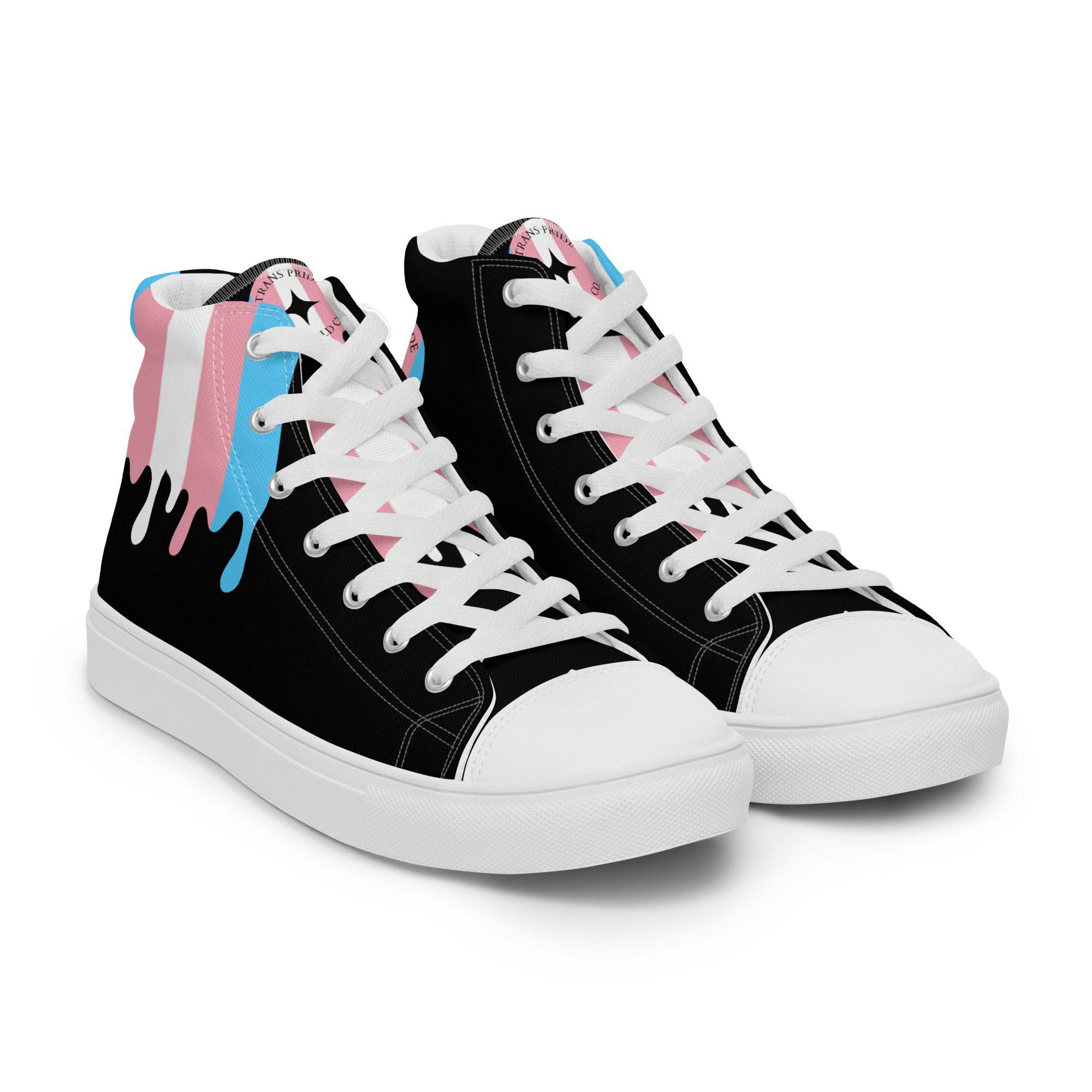 Melting trans pride high top sneakers, view 5 — Rose Gold Co
