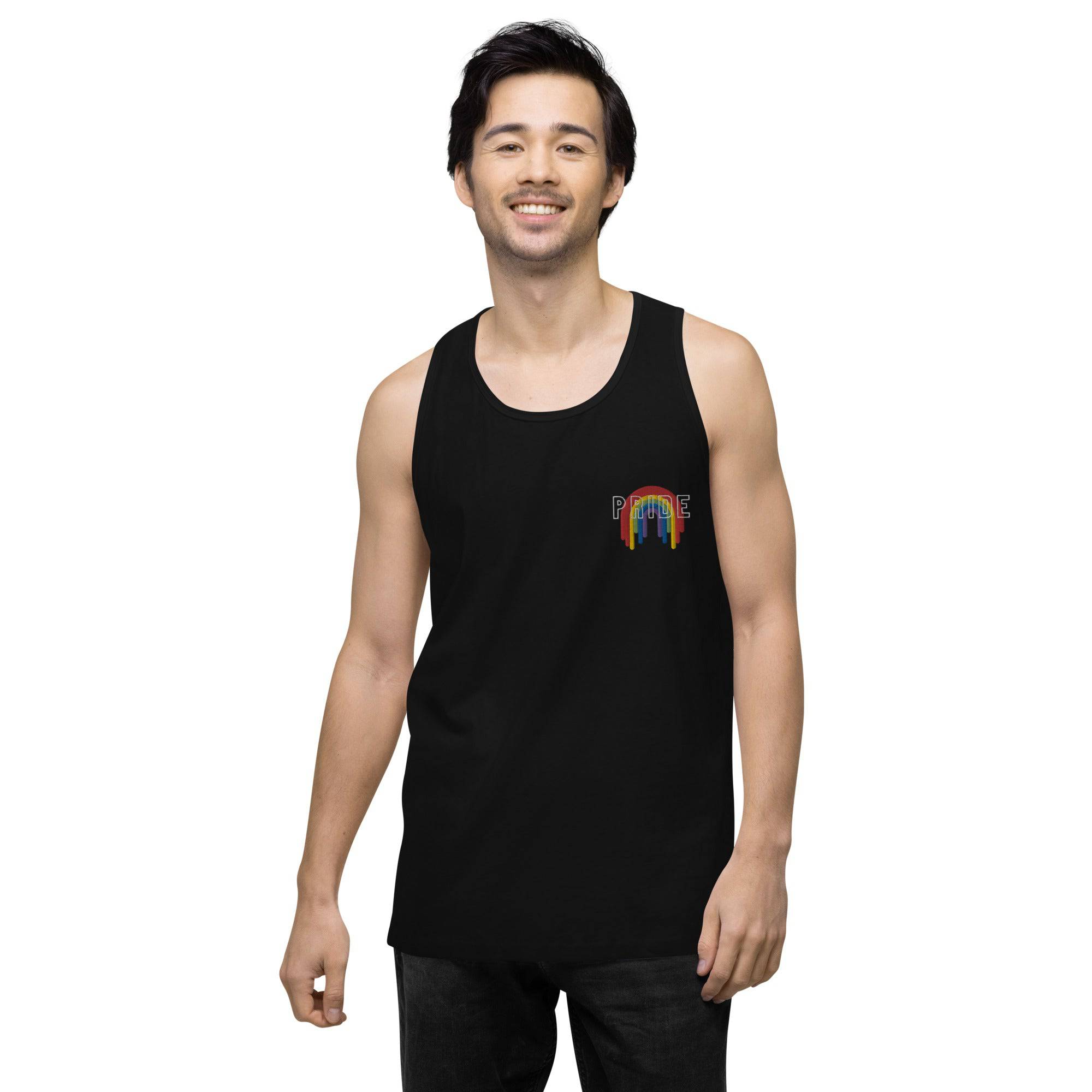 Rainbow melting pride flag premium tank top, view 8 — Rose Gold Co