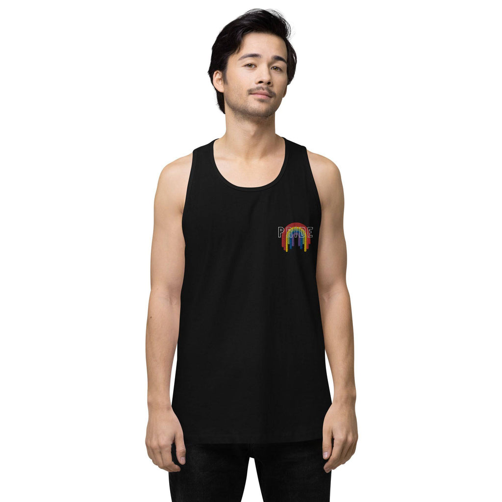 Rainbow melting pride flag premium tank top, view 7 — Rose Gold Co