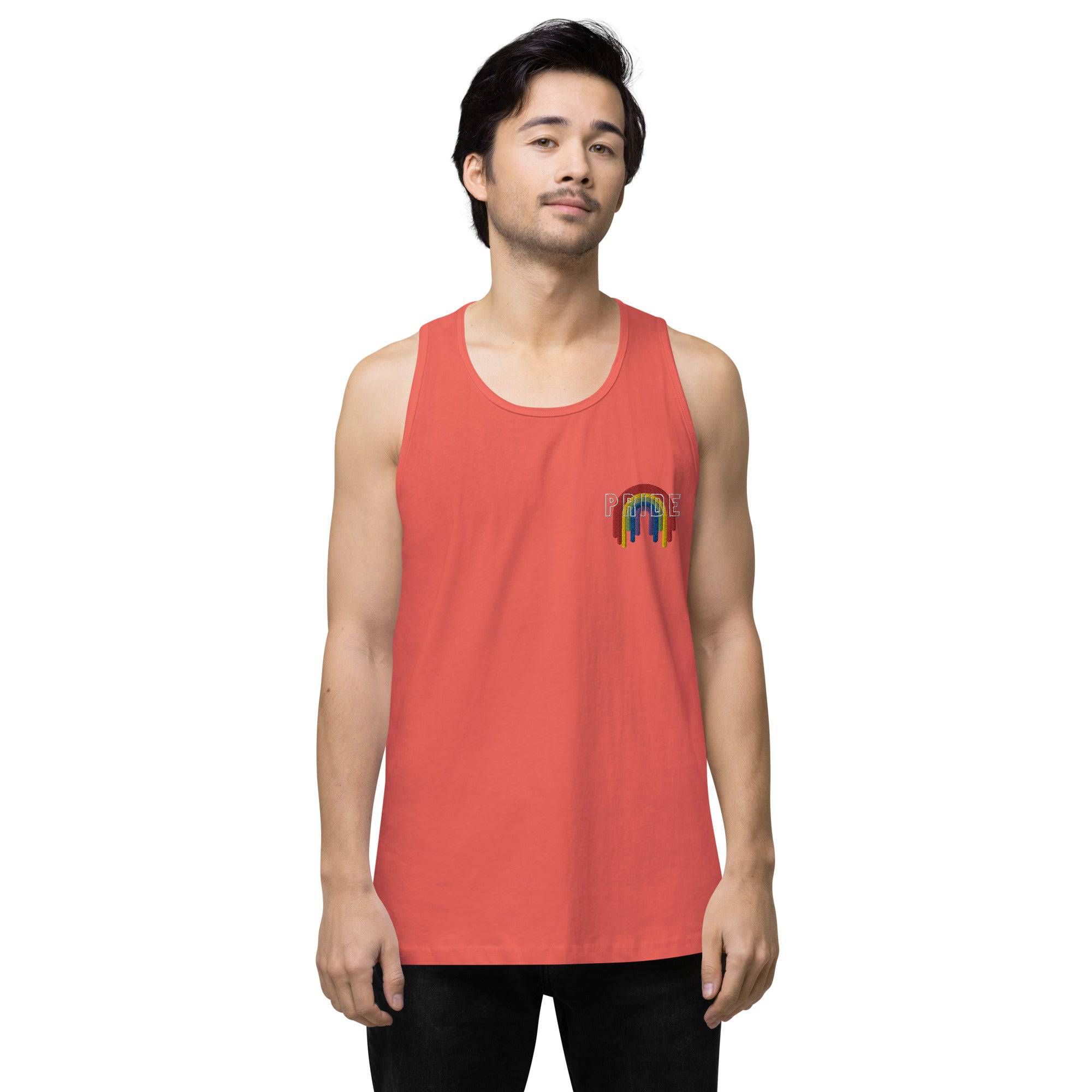 Rainbow melting pride flag premium tank top, view 19 — Rose Gold Co