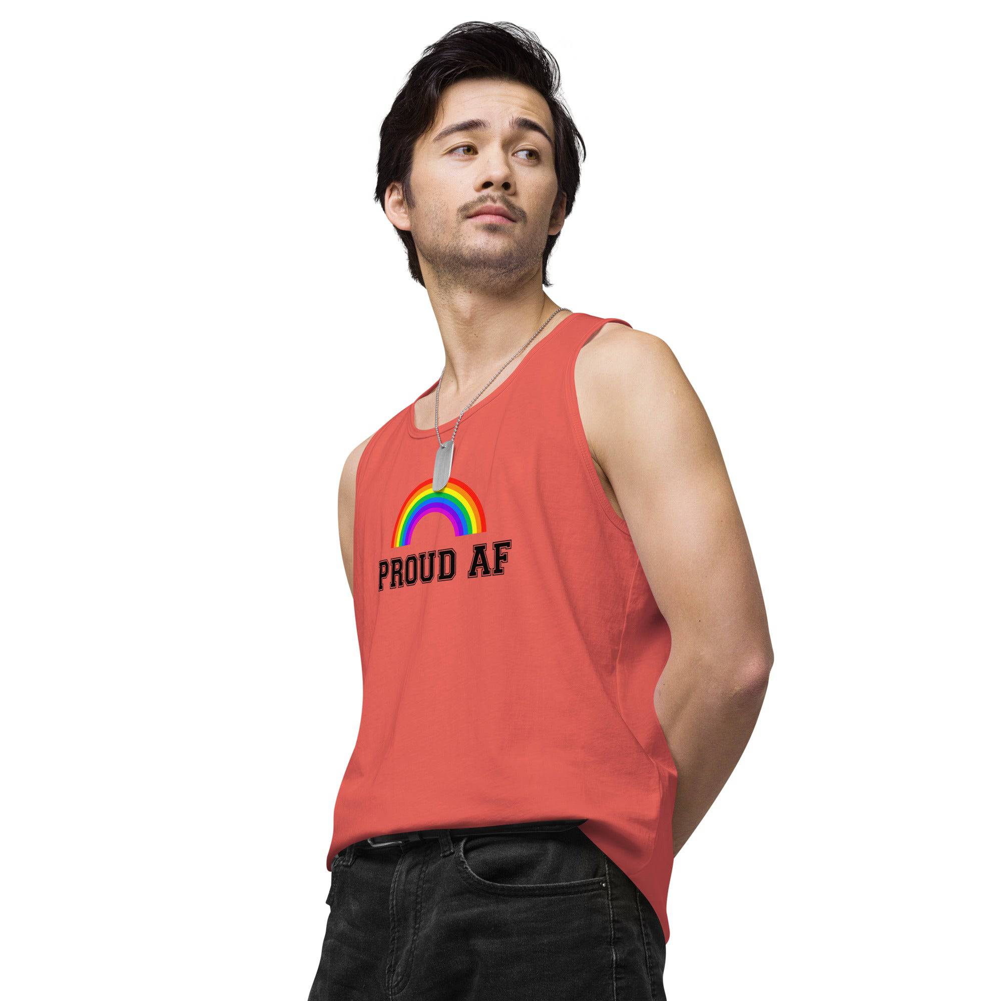 Proud AF rainbow tank top, view 4 — Rose Gold Co