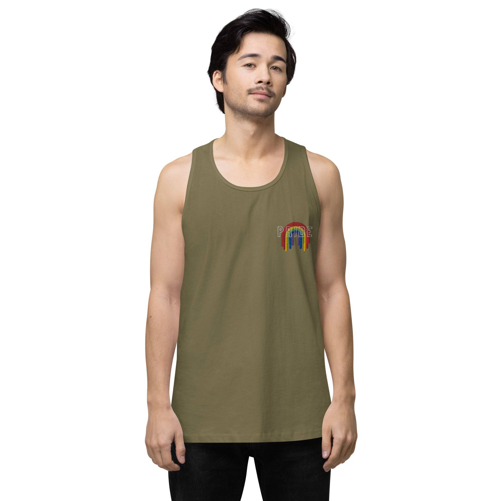 Rainbow melting pride flag premium tank top, view 15 — Rose Gold Co