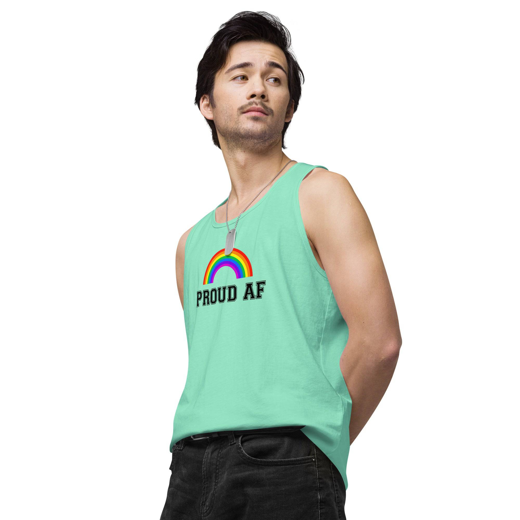 Proud AF rainbow tank top, view 2 — Rose Gold Co