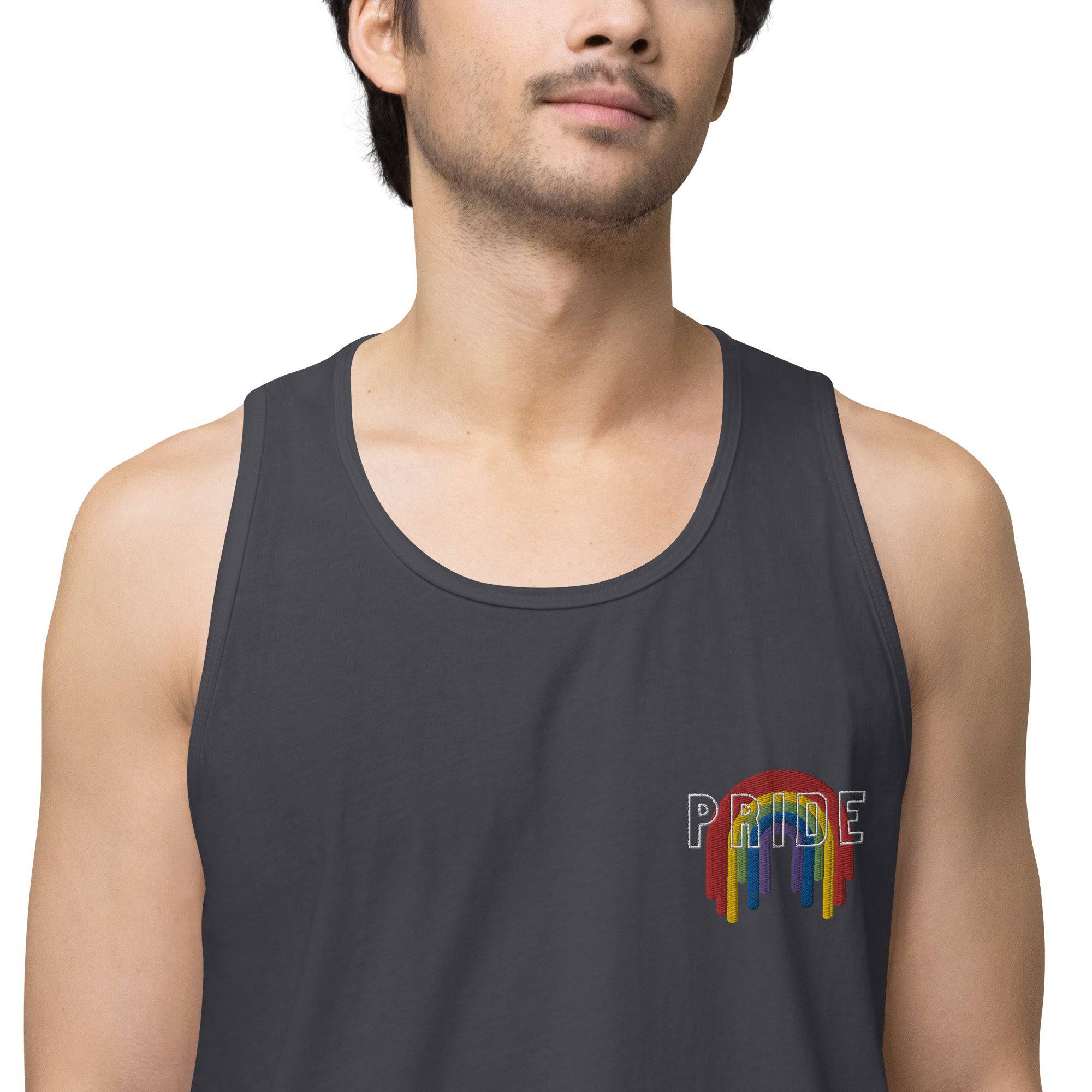 Rainbow melting pride flag premium tank top, view 10 — Rose Gold Co