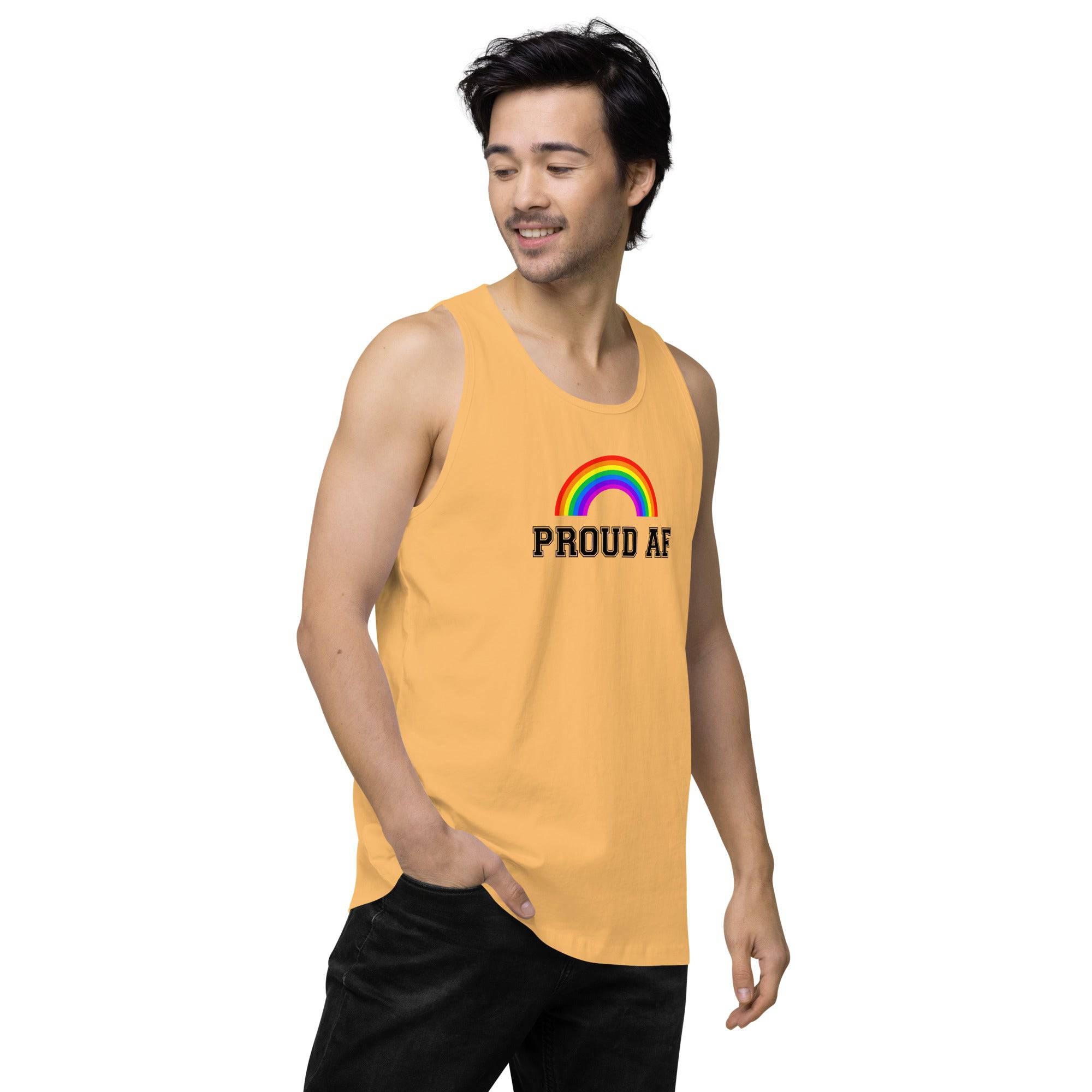 Proud AF rainbow tank top, view 3 — Rose Gold Co