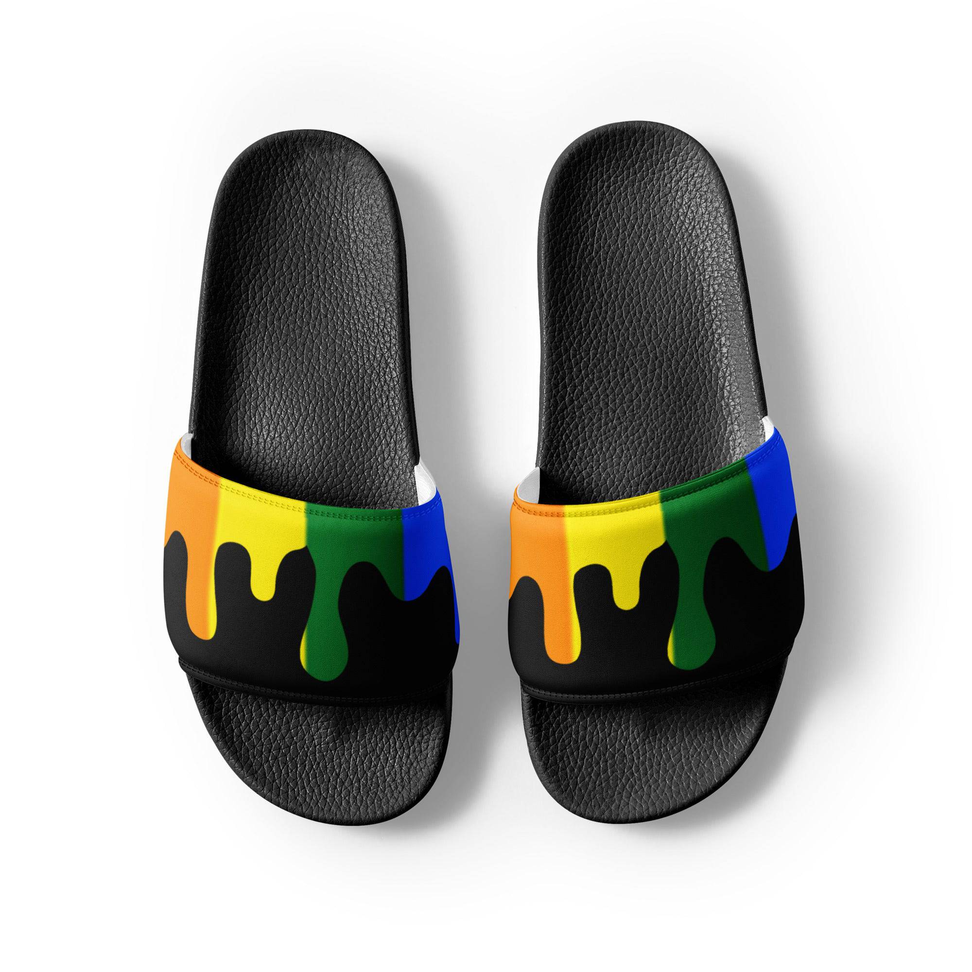 Rainbow melting pride flag men's slides, view 2 — Rose Gold Co