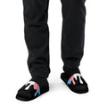 Trans melting pride flag men's slides, front view — Rose Gold Co