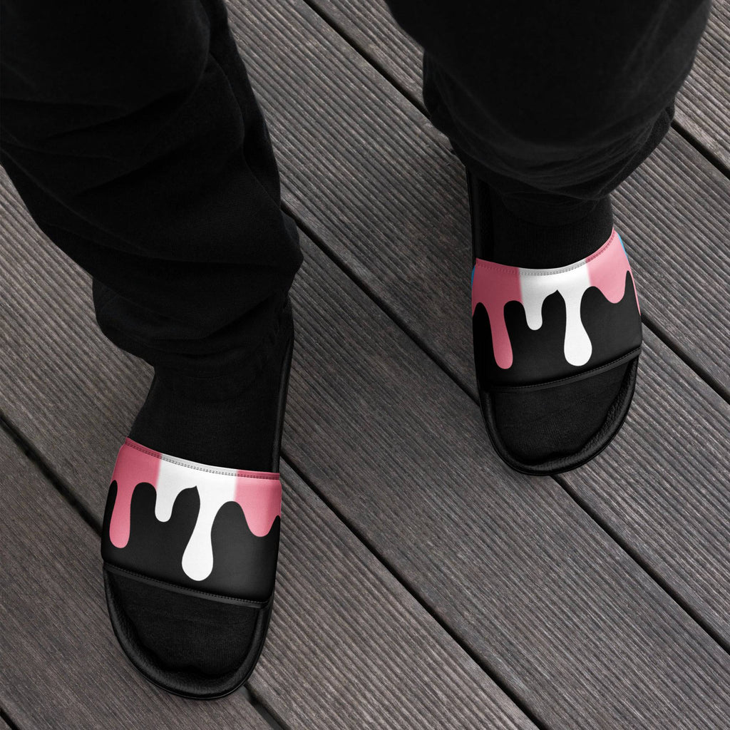 Trans melting pride flag men's slides, view 2 — Rose Gold Co