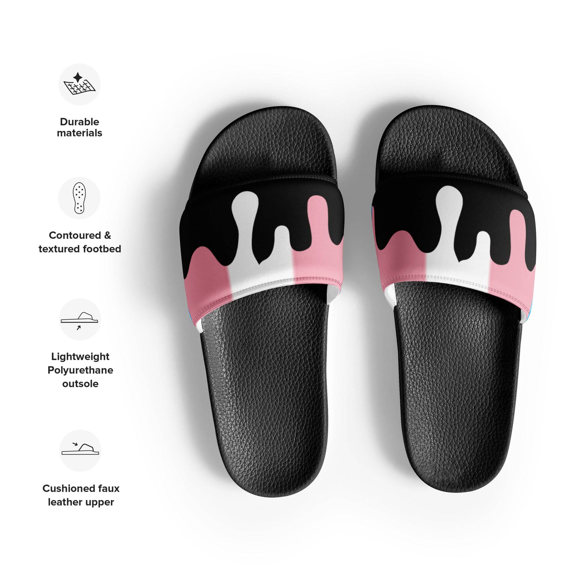 Trans melting pride flag men's slides, view 3 — Rose Gold Co