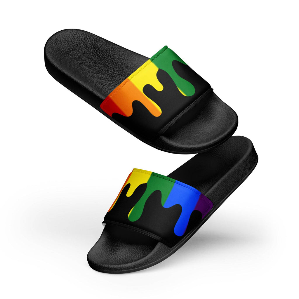 Rainbow melting pride flag men's slides, view 4 — Rose Gold Co