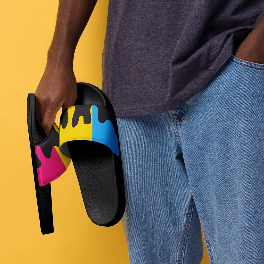 Melting pansexual pride men's slides, view 7 — Rose Gold Co