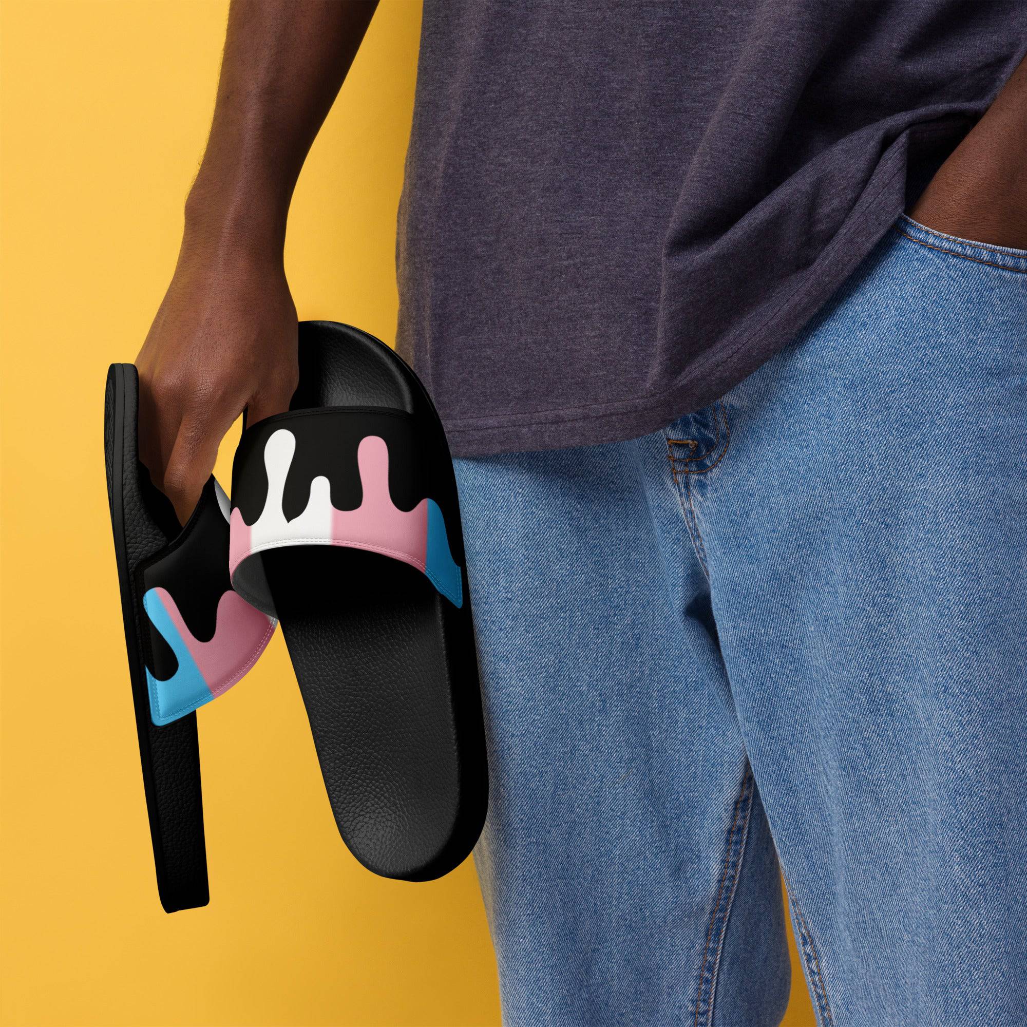 Trans melting pride flag men's slides, view 5 — Rose Gold Co