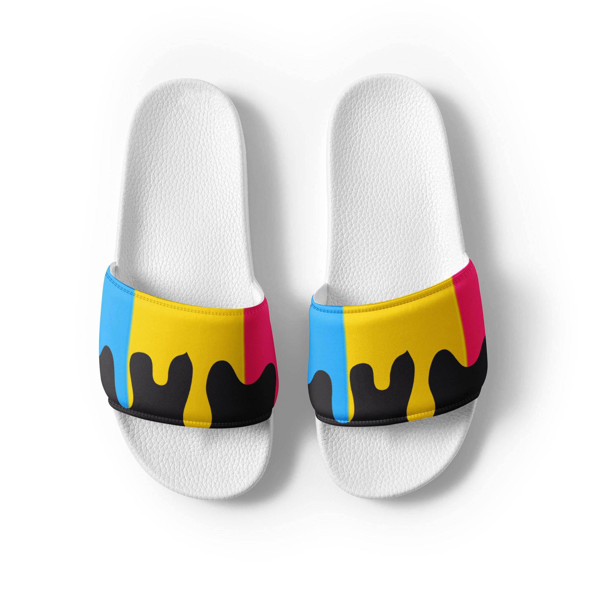 Melting pansexual pride men's slides, view 5 — Rose Gold Co