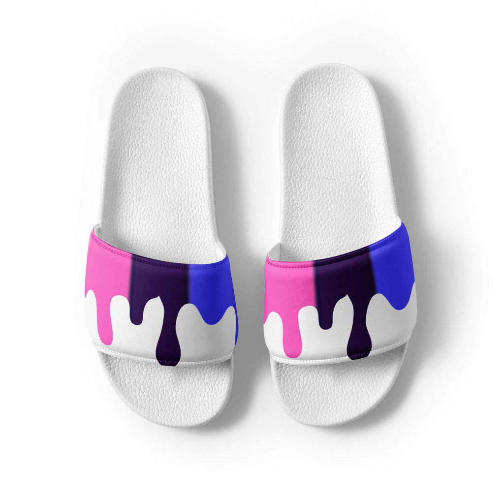 Omni melting pride flag men's slides, view 3 — Rose Gold Co