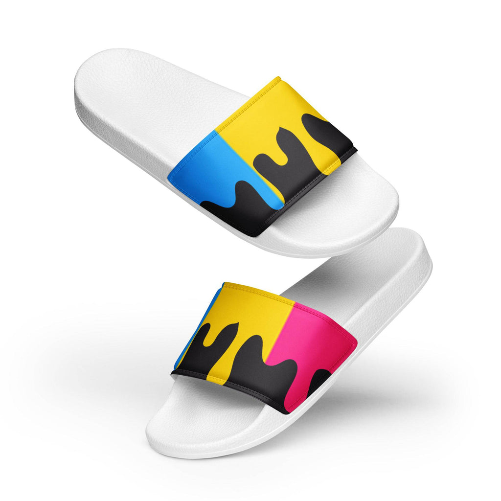 Melting pansexual pride men's slides, view 6 — Rose Gold Co