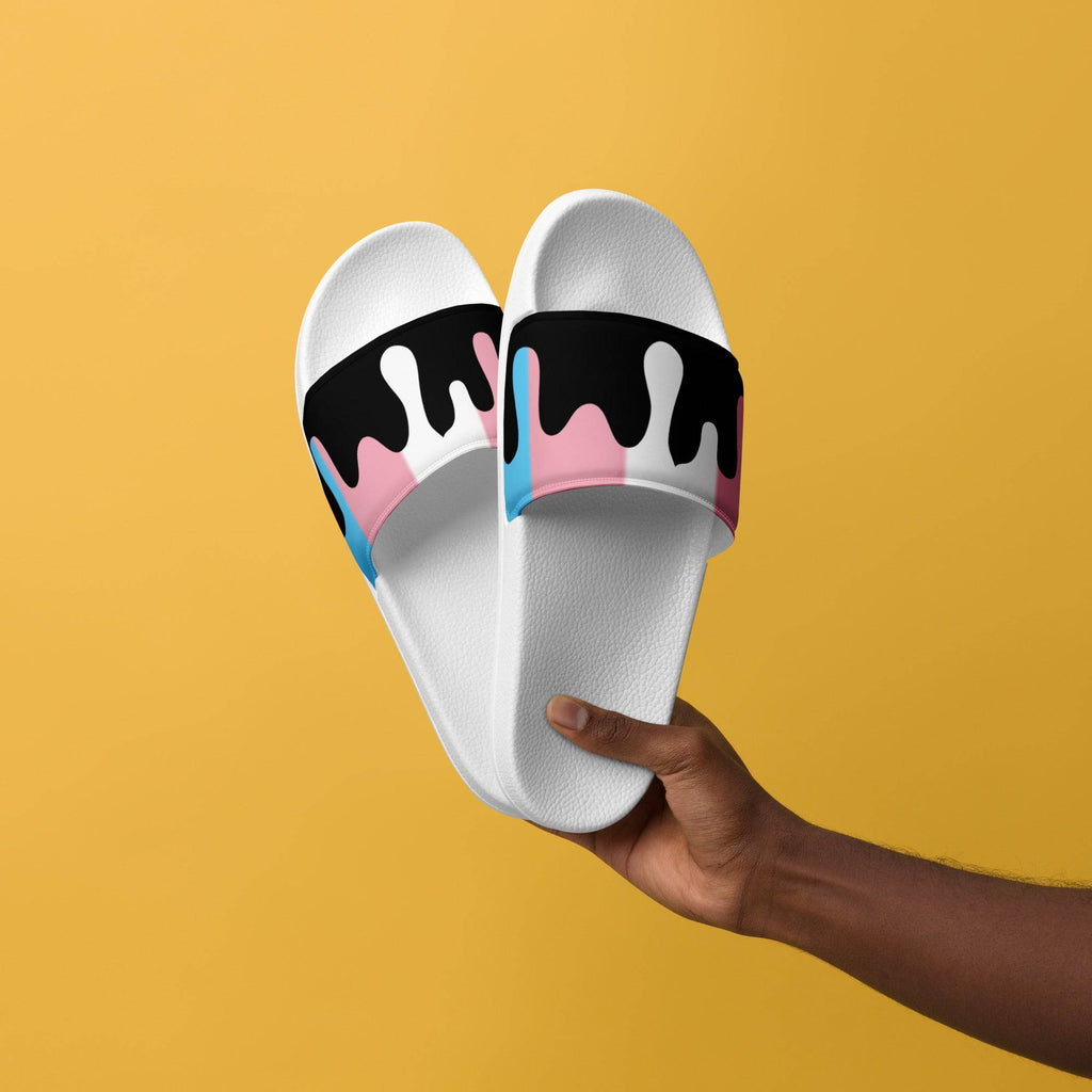 Trans melting pride flag men's slides, view 6 — Rose Gold Co