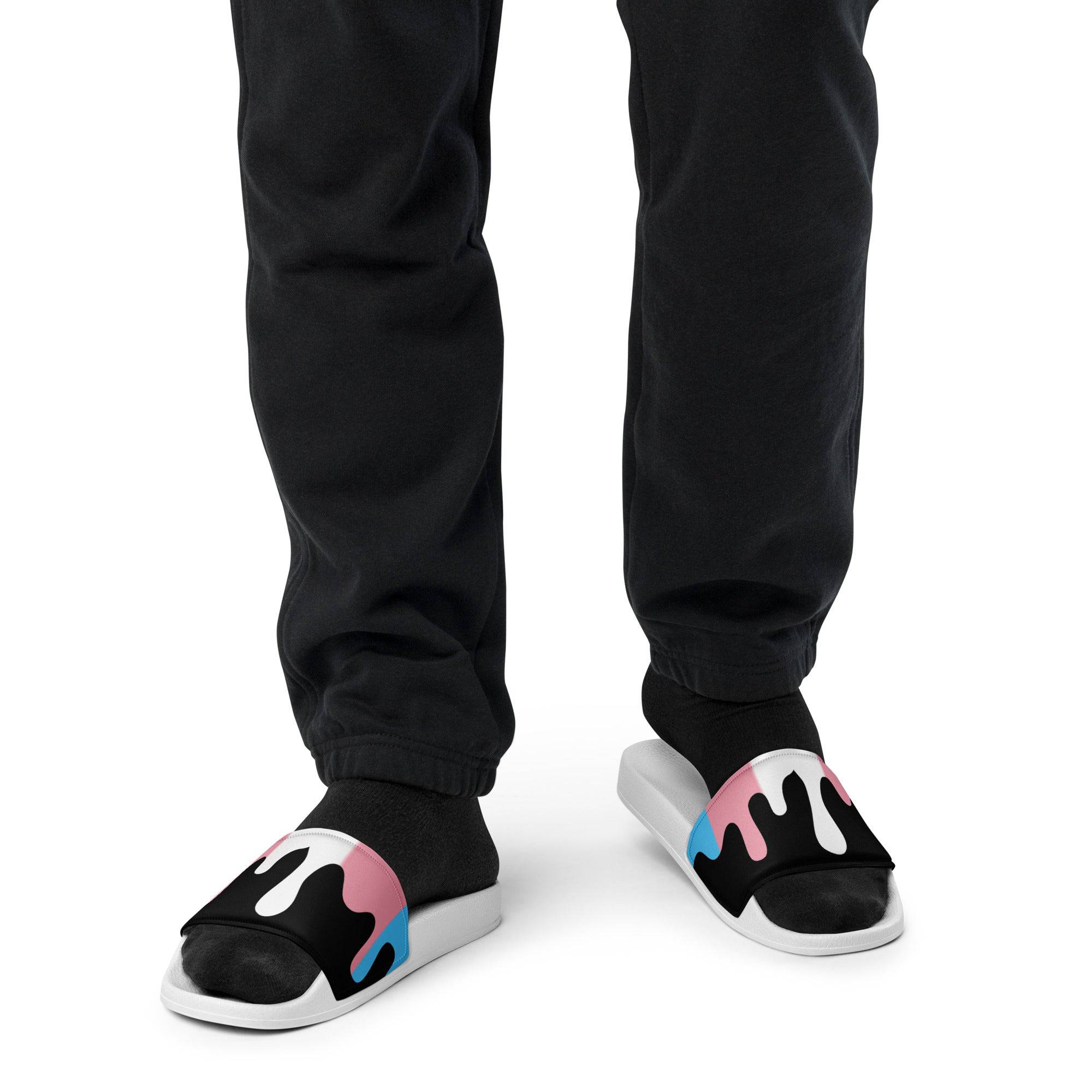 Trans melting pride flag men's slides, view 8 — Rose Gold Co