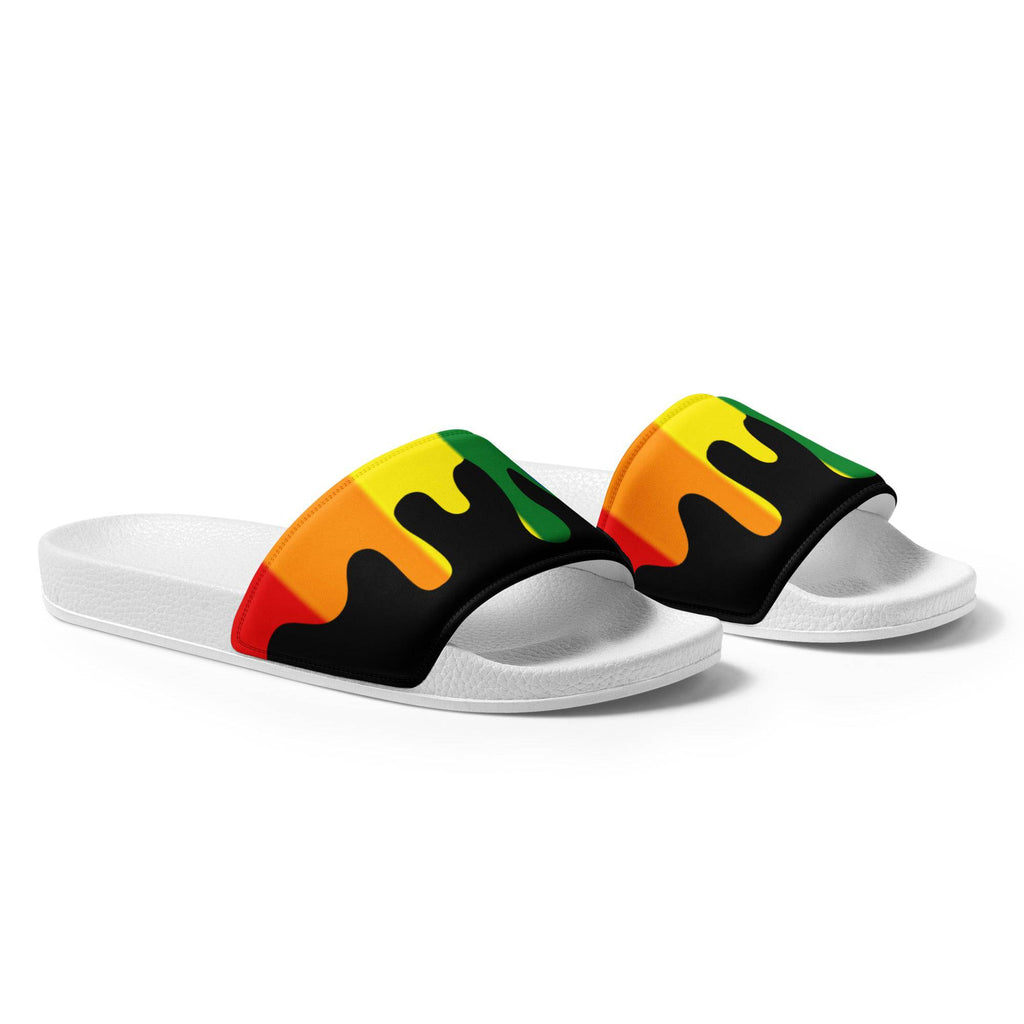 Rainbow melting pride flag men's slides, view 6 — Rose Gold Co