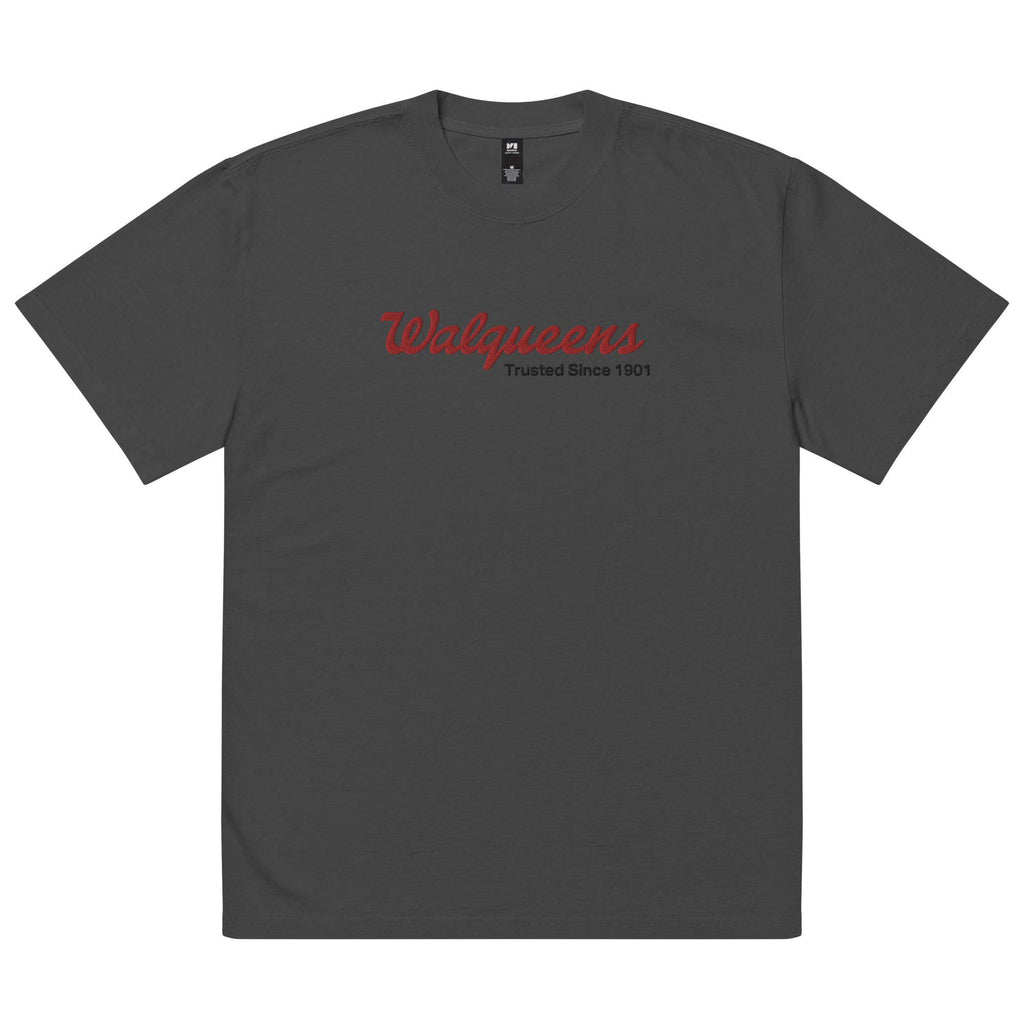 Walqueens oversized faded embroidered tee, view 6 — Rose Gold Co