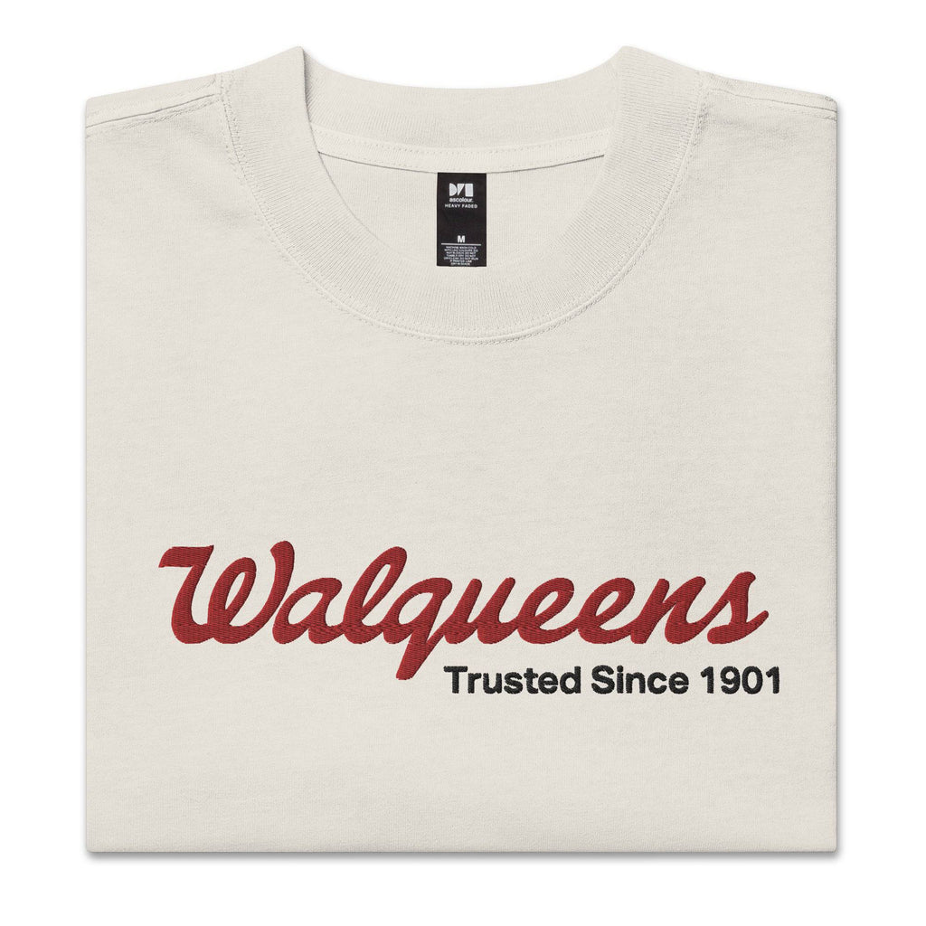 Walqueens oversized faded embroidered tee — Rose Gold Co