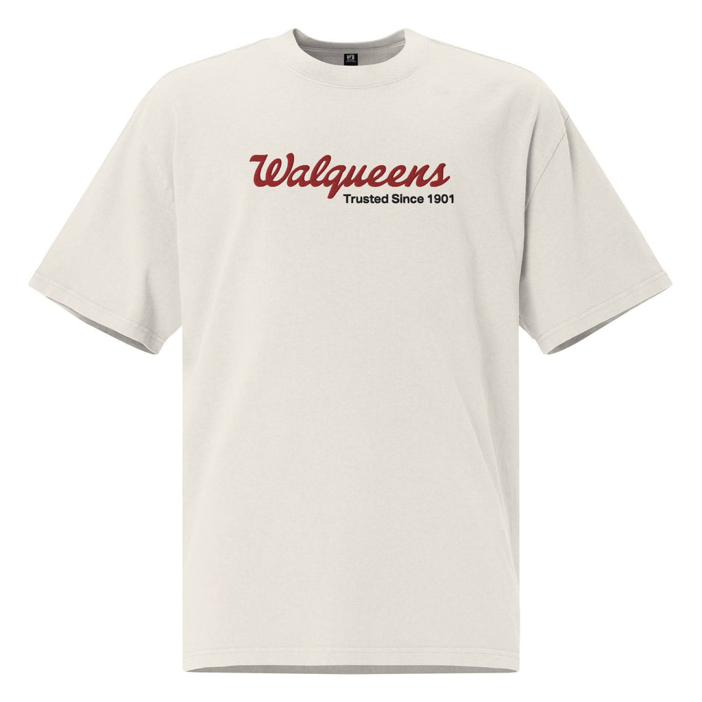 Walqueens oversized faded embroidered tee, view 3 — Rose Gold Co