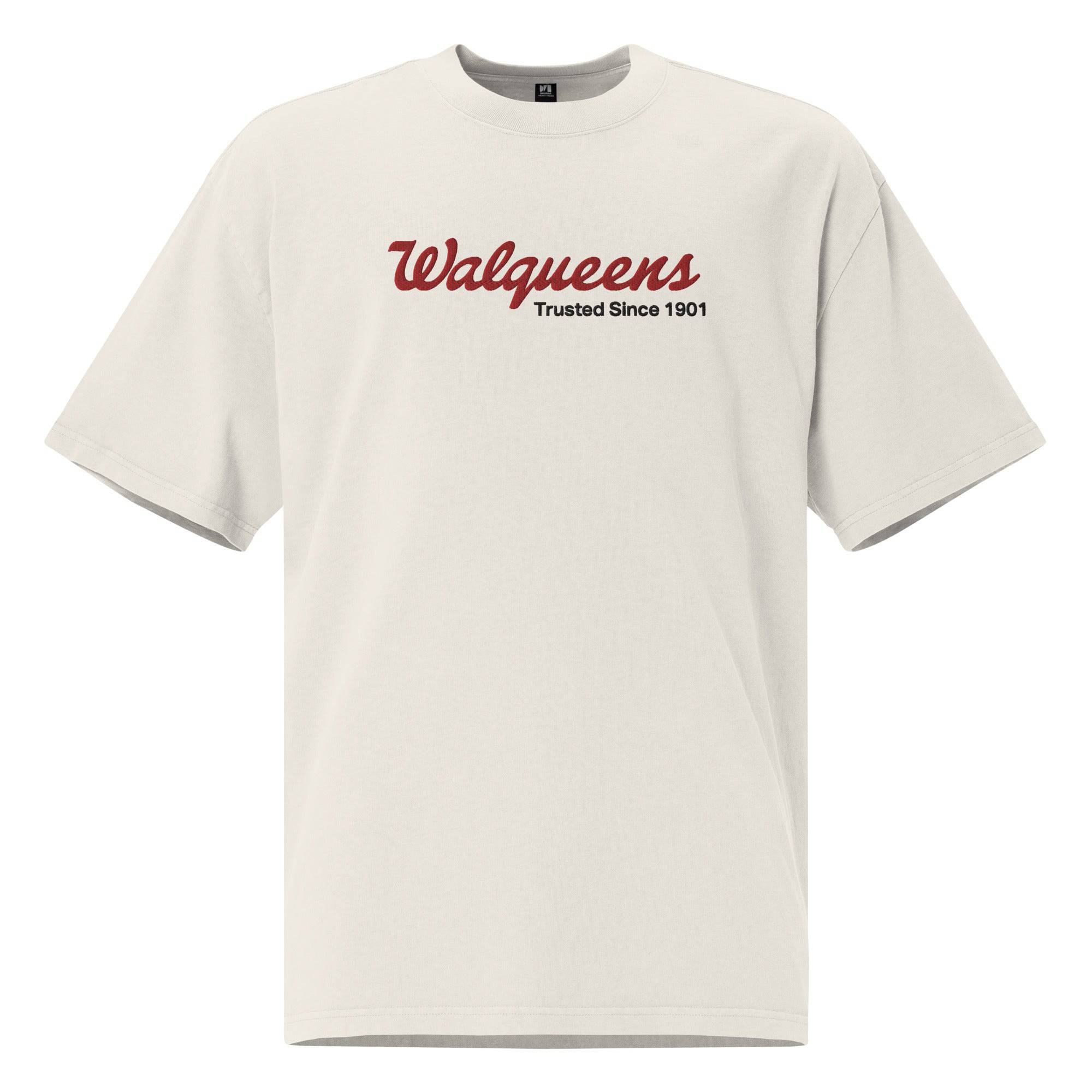 Walqueens oversized faded embroidered tee, view 3 — Rose Gold Co