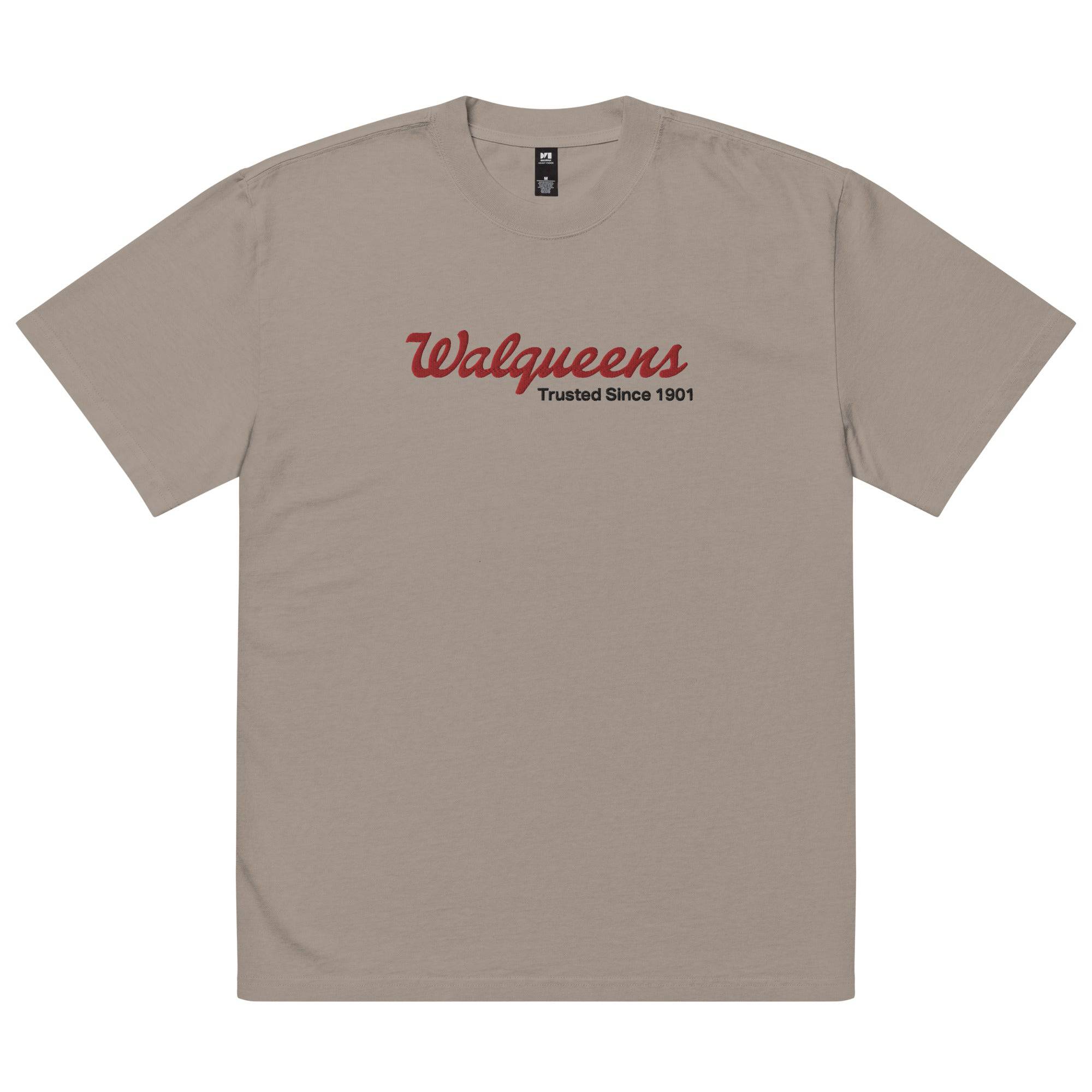 Walqueens oversized faded embroidered tee, view 8 — Rose Gold Co