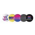 Bisexual pride pin buttons 5 pack, side view — Rose Gold Co