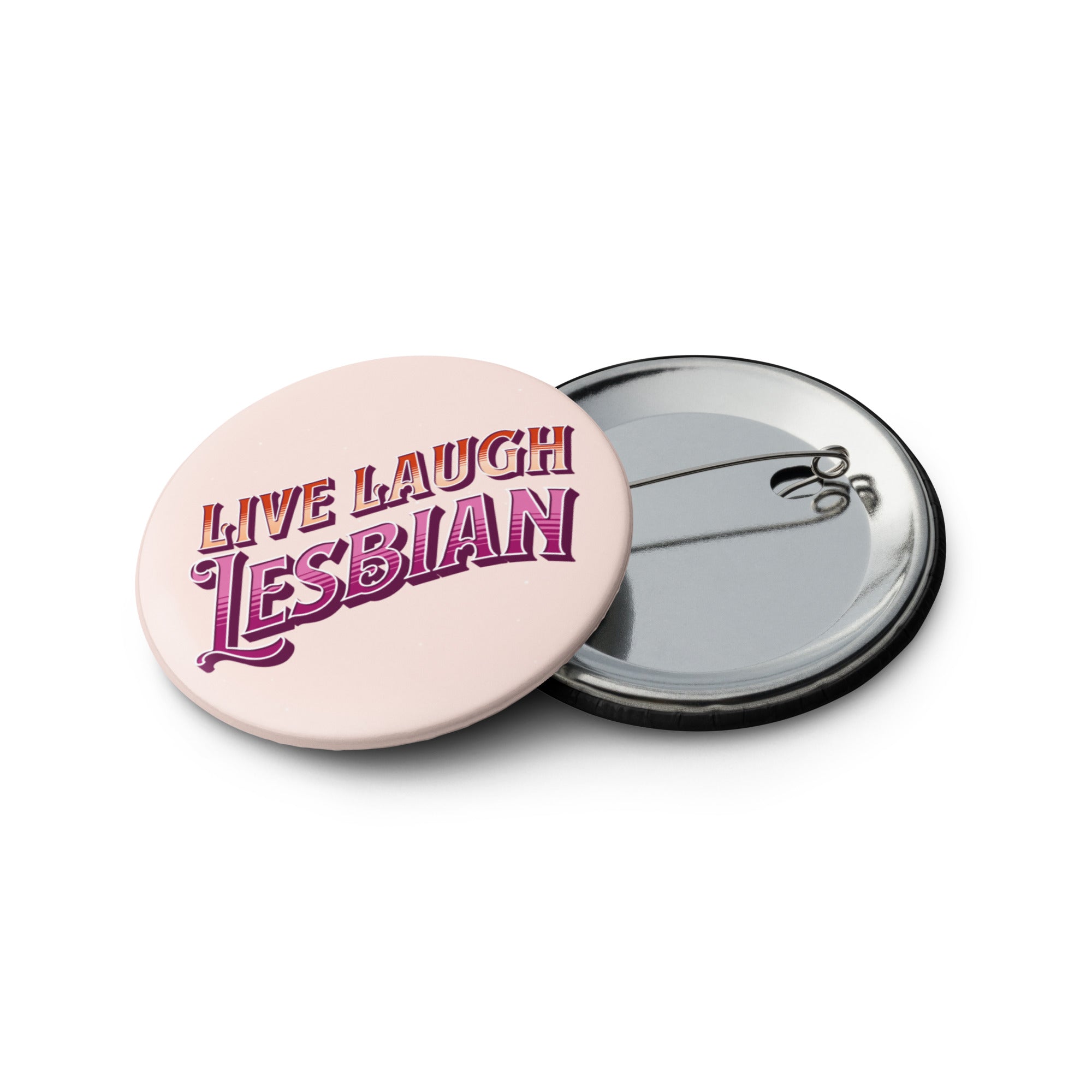 Lesbian pride pin buttons 5 pack, side view — Rose Gold Co