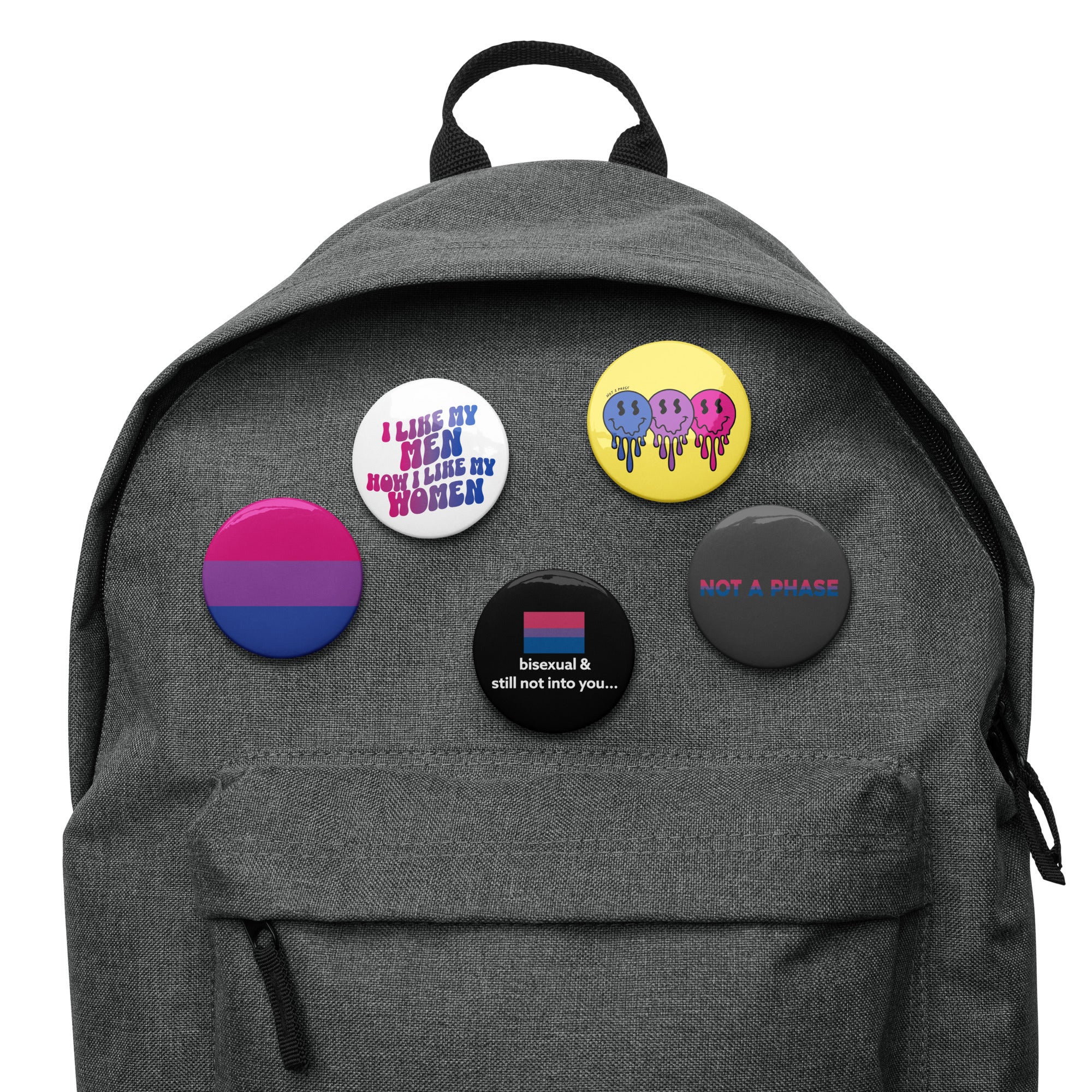 Bisexual pride pin buttons 5 pack, view 6 — Rose Gold Co