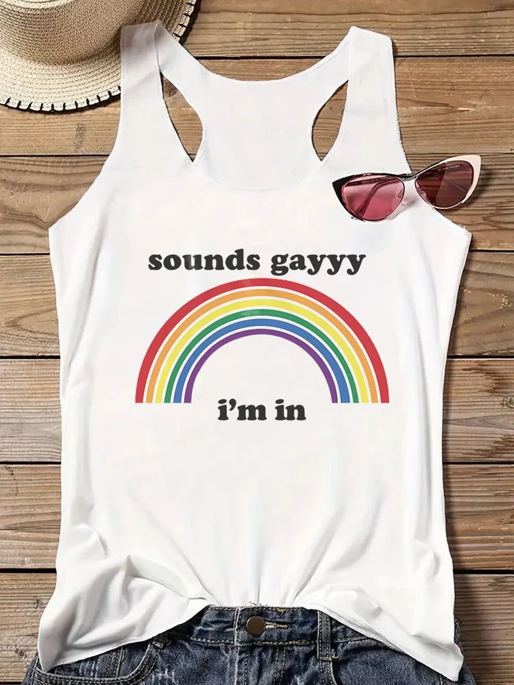 Sounds Gayy I'm In tank top, view 2 — Rose Gold Co