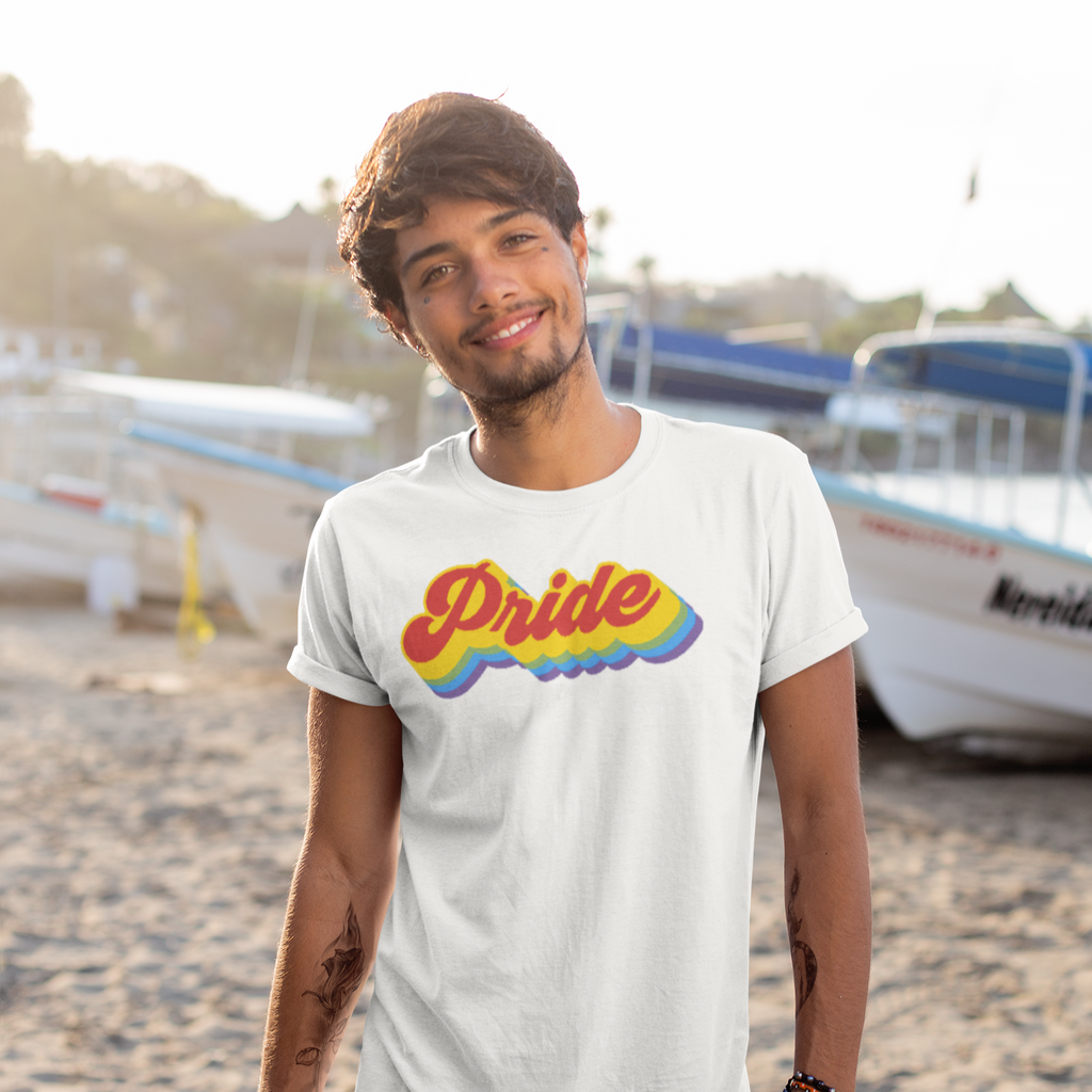 Vintage rainbow gay pride retro tee, view 3 — Rose Gold Co