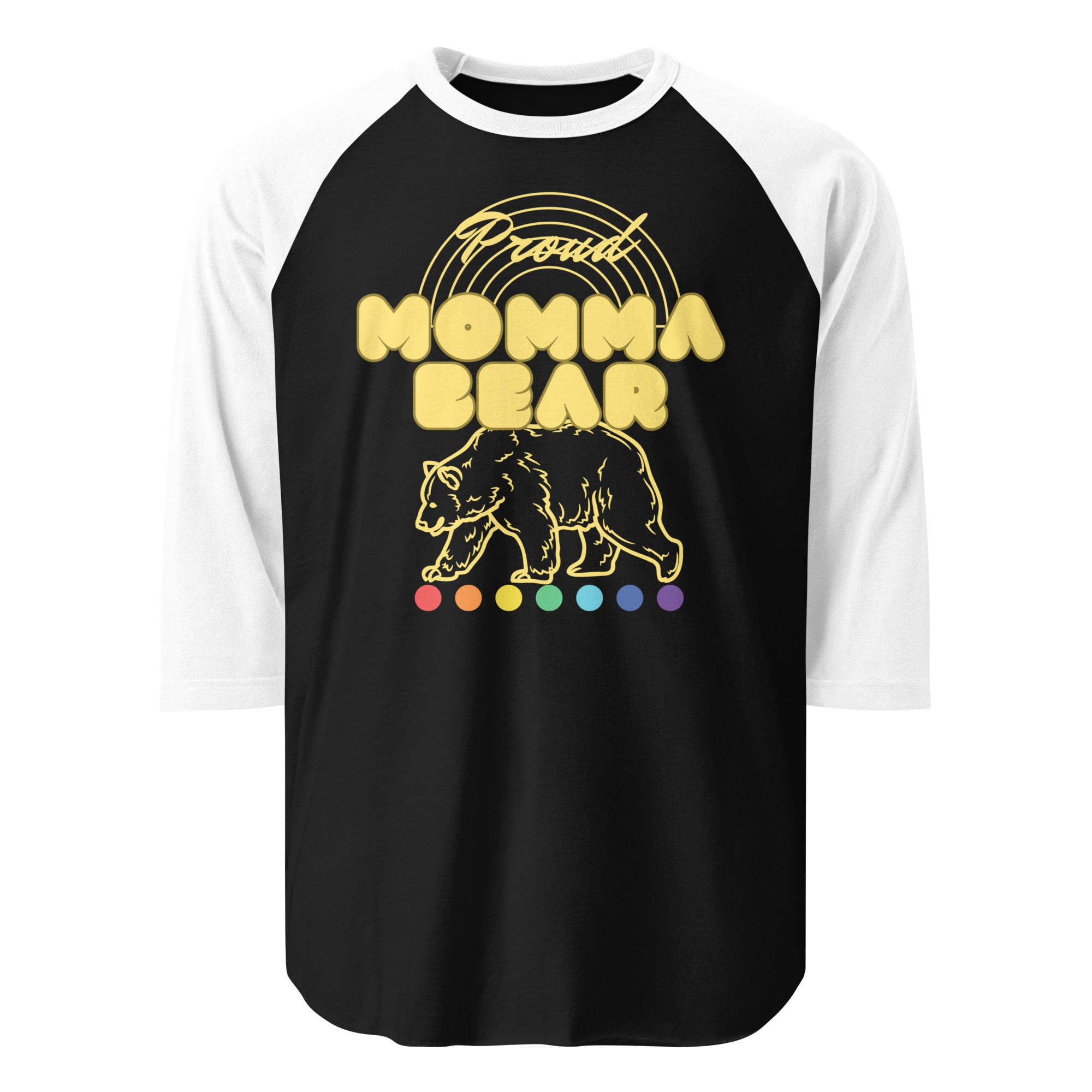 Free Mom Hugs raglan baseball tee, front — Rose Gold Co