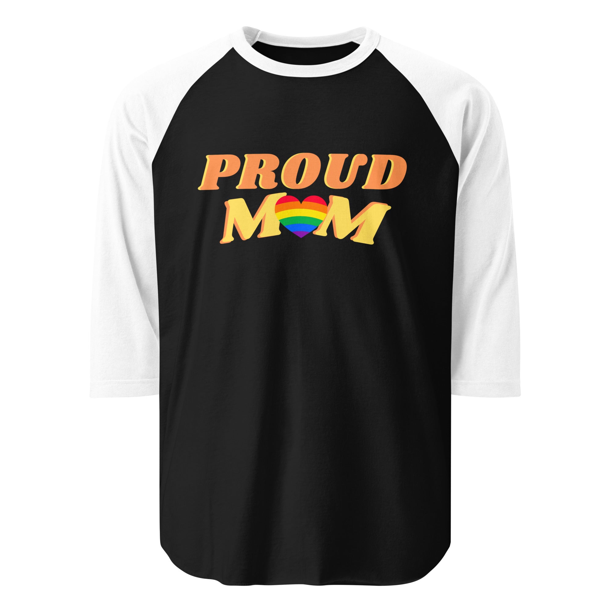 Proud Mom 3/4 sleeve baseball tee, view 8 — Rose Gold Co