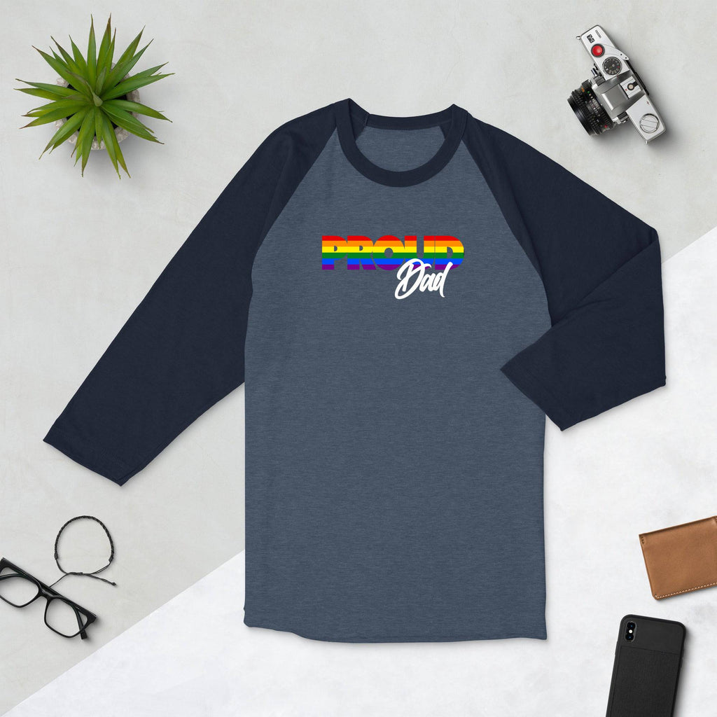 Proud Dad 3/4 sleeve raglan tee, view 3 — Rose Gold Co