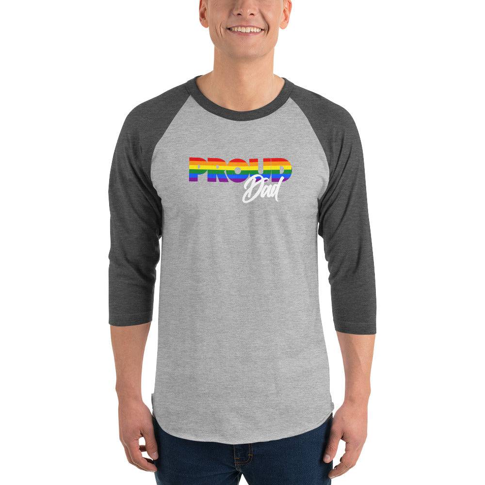 Proud Dad 3/4 sleeve raglan tee, view 6 — Rose Gold Co