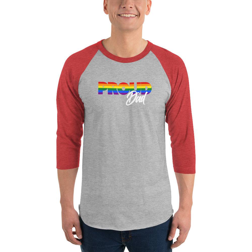 Proud Dad 3/4 sleeve raglan tee, view 5 — Rose Gold Co