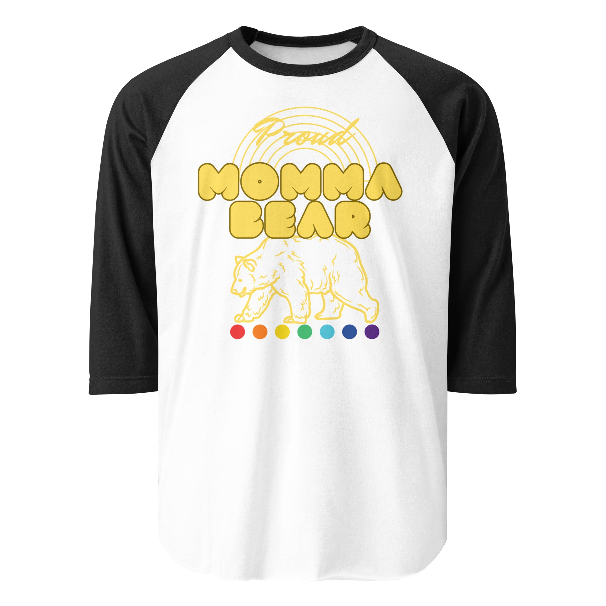 Free Mom Hugs raglan baseball tee, view 2 — Rose Gold Co