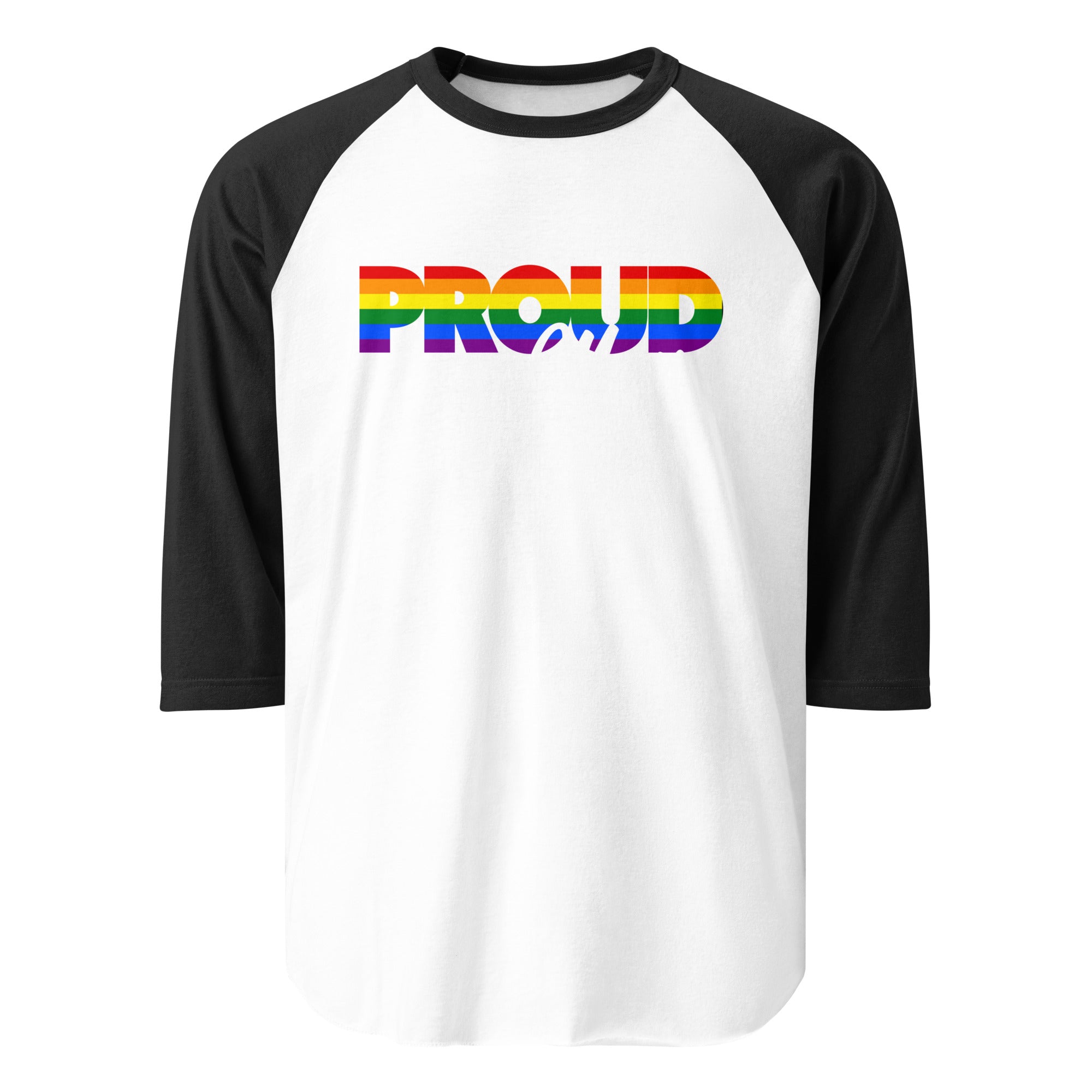 Proud Mom rainbow raglan baseball tee, view 10 — Rose Gold Co