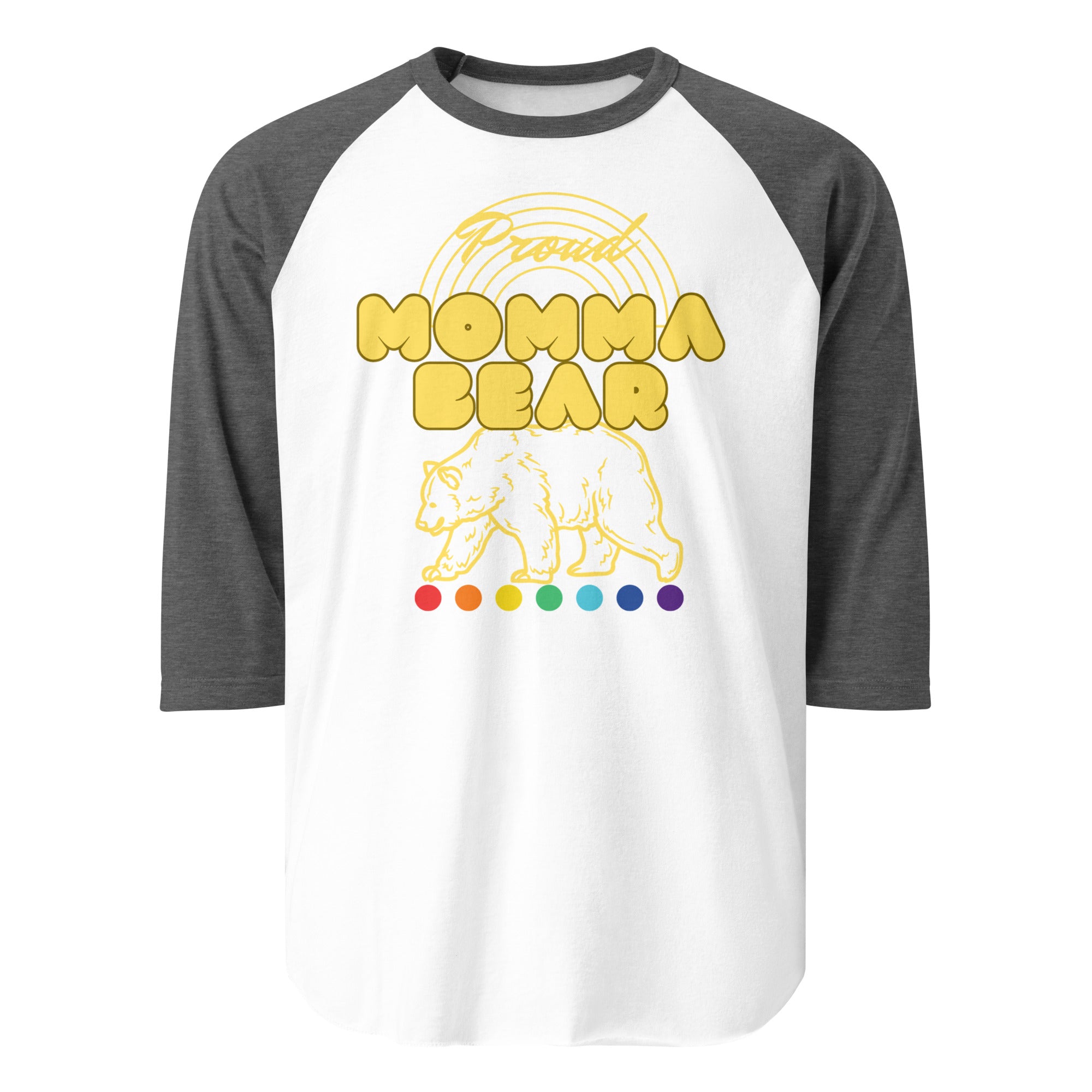 Free Mom Hugs raglan baseball tee, view 4 — Rose Gold Co