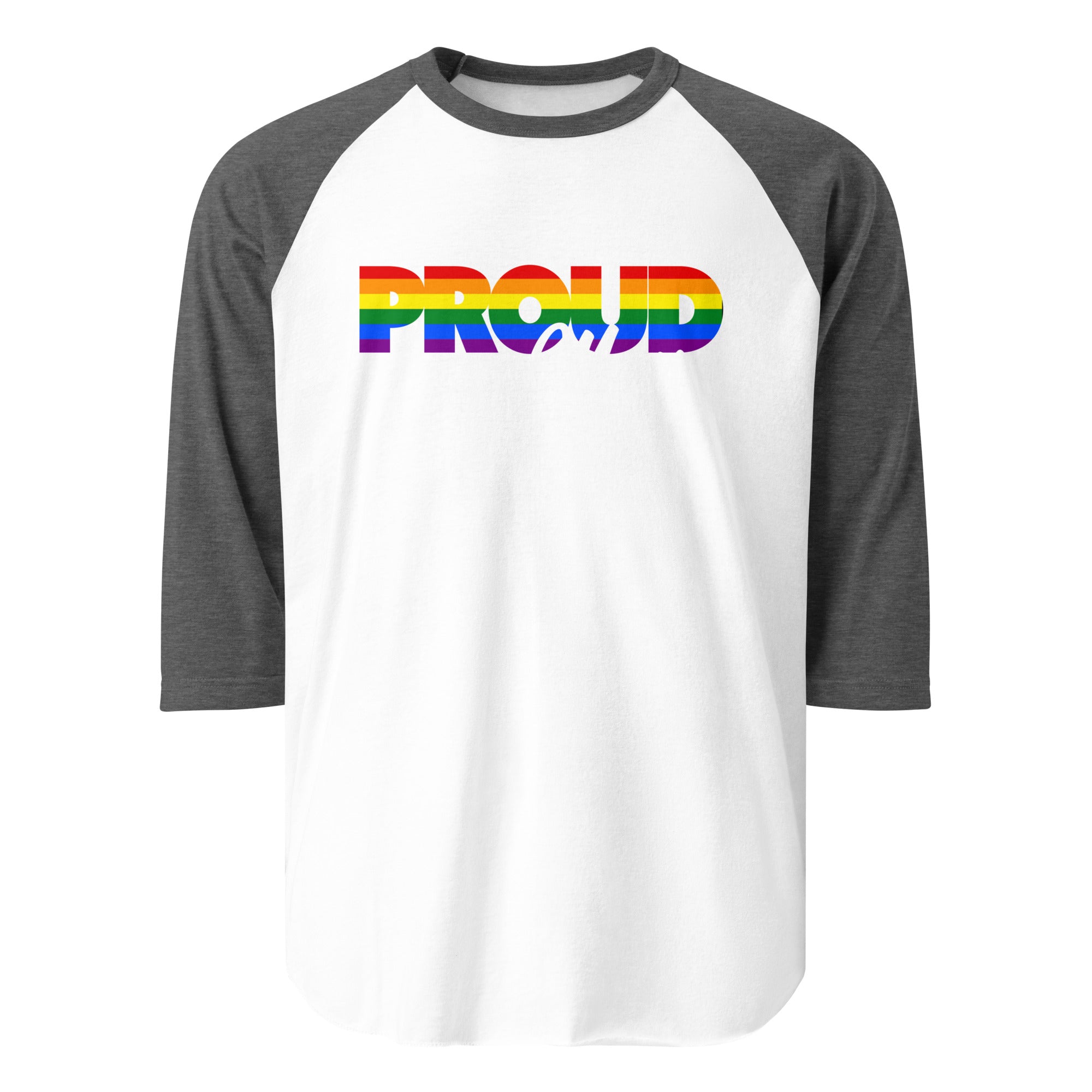 Proud Mom rainbow raglan baseball tee, view 11 — Rose Gold Co