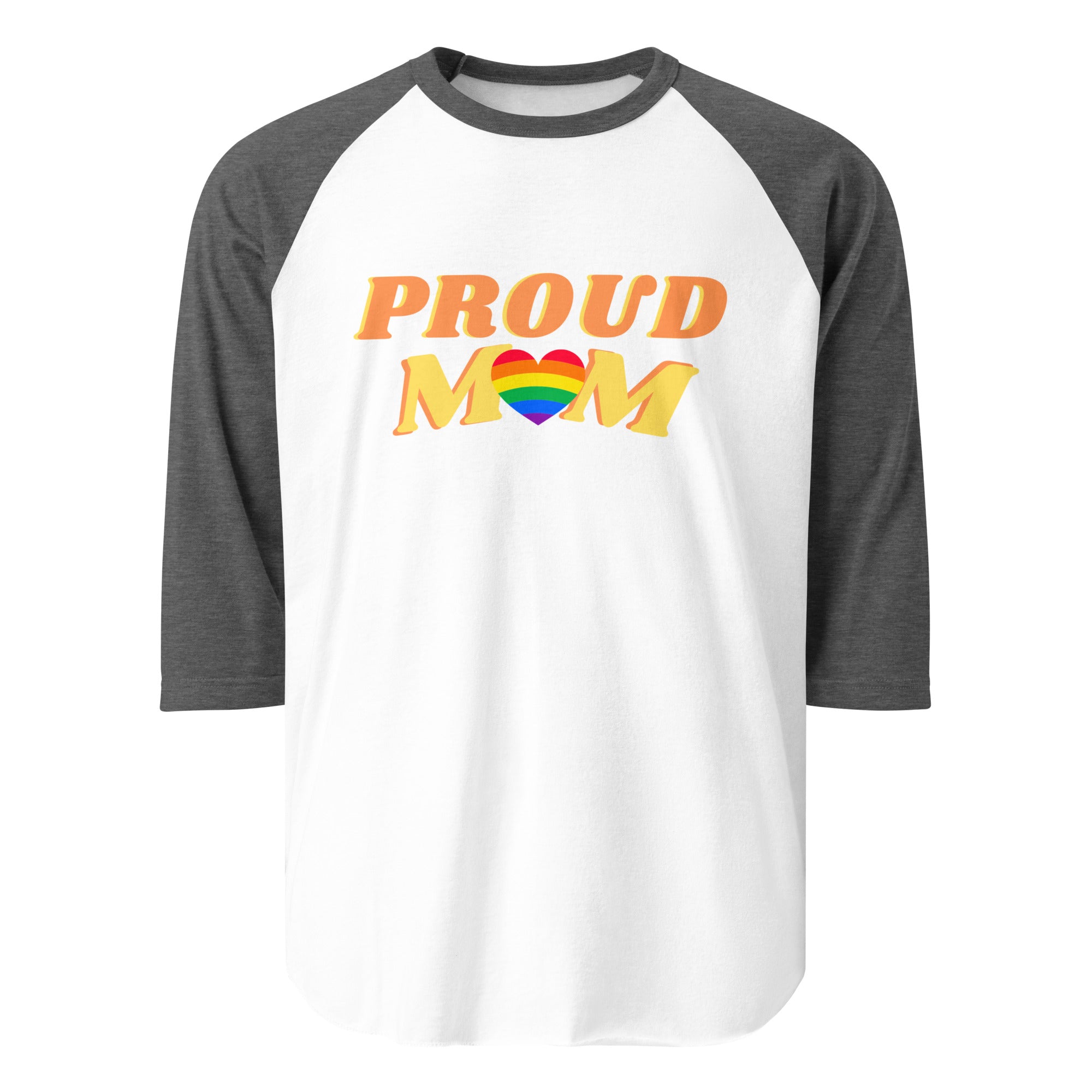 Proud Mom 3/4 sleeve baseball tee, view 10 — Rose Gold Co